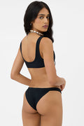 Cole Ribbed Cheeky Bikini Bottom Black