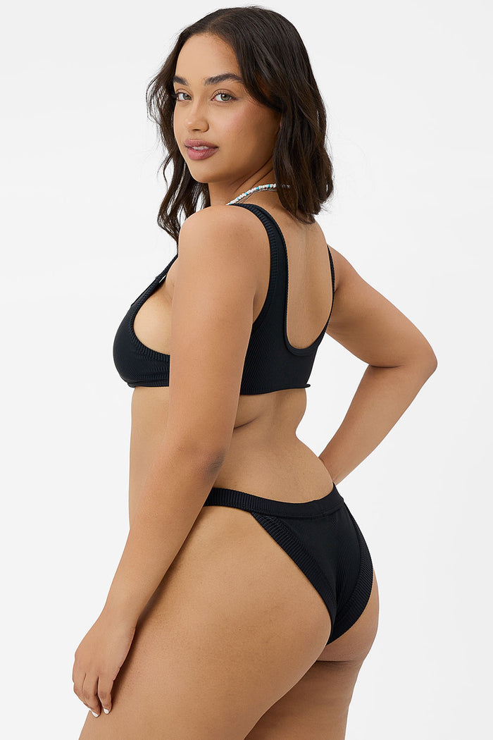 Cole Ribbed Cheeky Bikini Bottom Black Extended