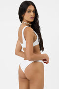 Cole Ribbed Cheeky Bikini Bottom White