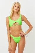 Cole Green Glow Ribbed Scoop Bikini Top