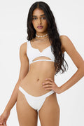 Cole Ribbed Scoop Bikini Top White