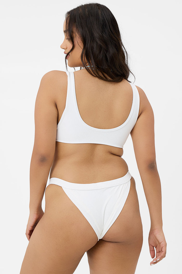 Cole Ribbed Scoop Bikini Top White Extended
