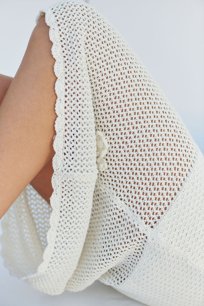 Collette Crochet Midi Skirt White