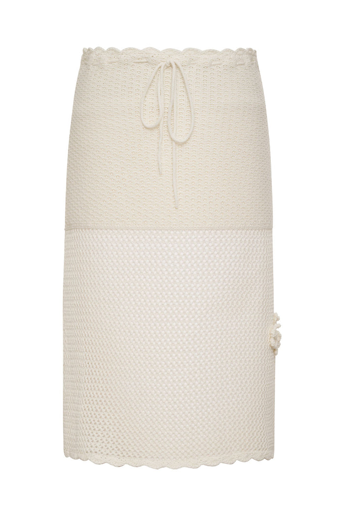 Collette Crochet Midi Skirt White