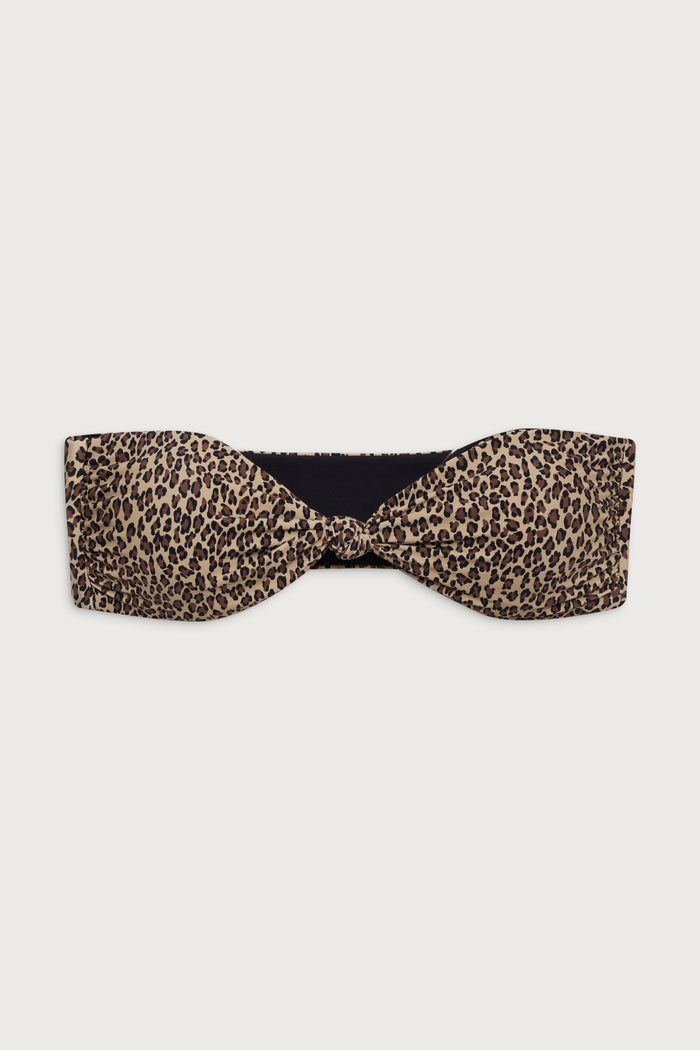 Crescent bandeau bikini top baby leopard