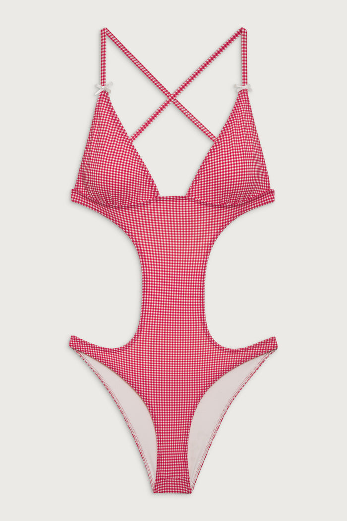 Cruise Monokini One Piece Swimsuit - Ladybug Gingham