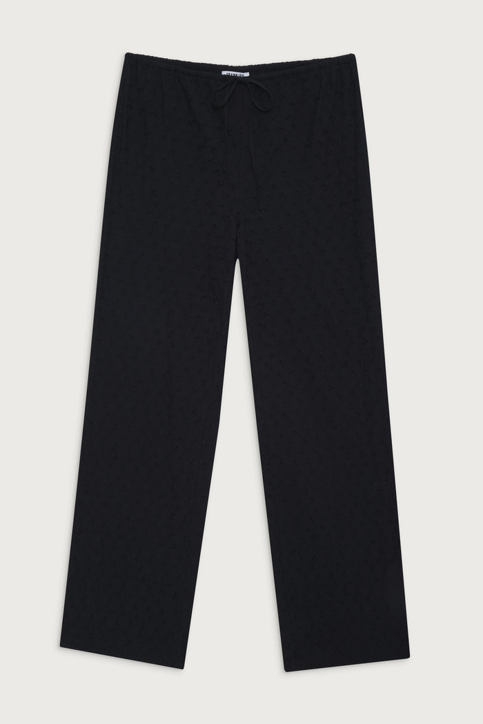 Daisy Eyelet Low Rise Pant Black