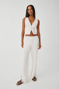 Daisy Eyelet Low Rise Pant White