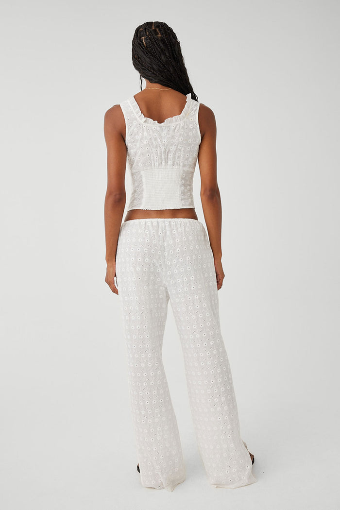 Daisy Eyelet Low Rise Pant White