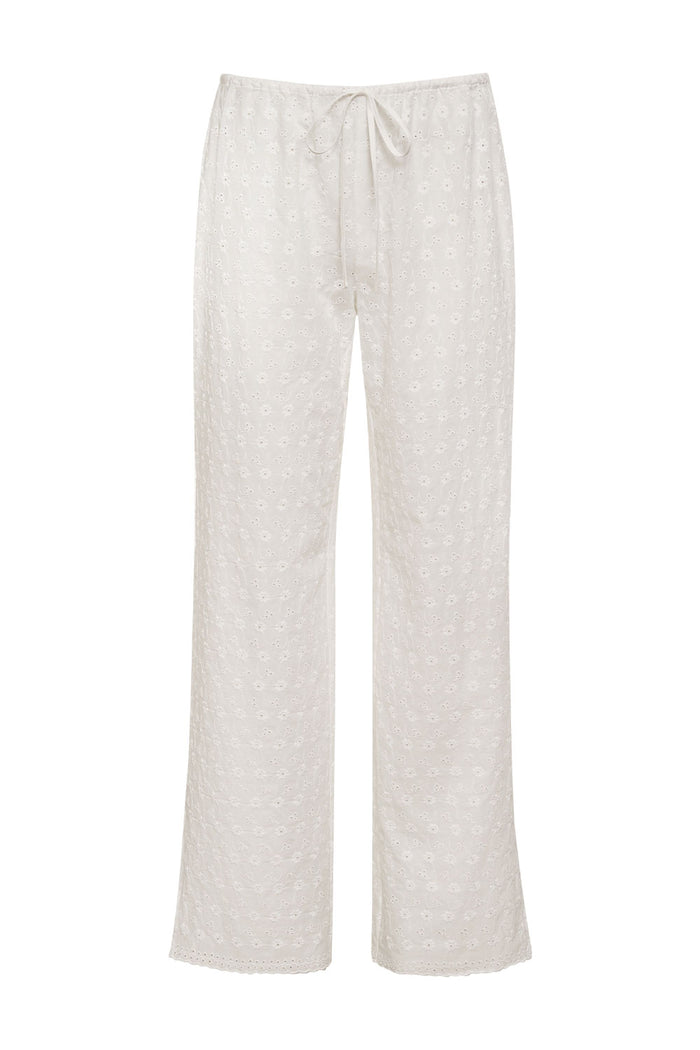 Daisy Eyelet Low Rise Pant White