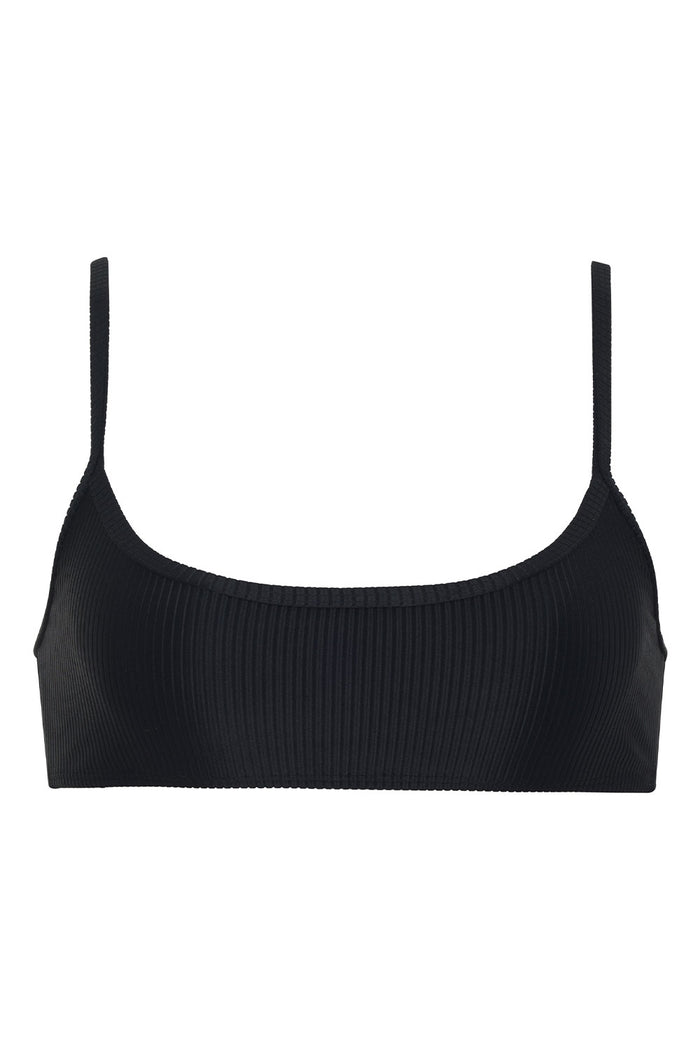 Dallas Ribbed Bralette Bikini Top Black