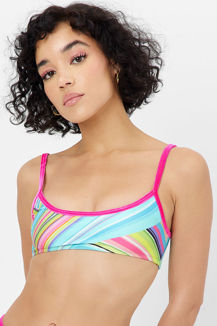 Dallas Shine Bralette Bikini Top Rainbow Swirl