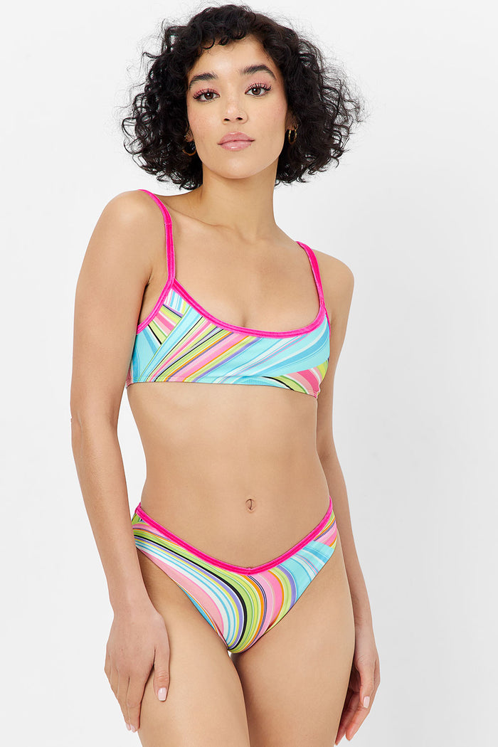 Dallas Shine Bralette Bikini Top Rainbow Swirl
