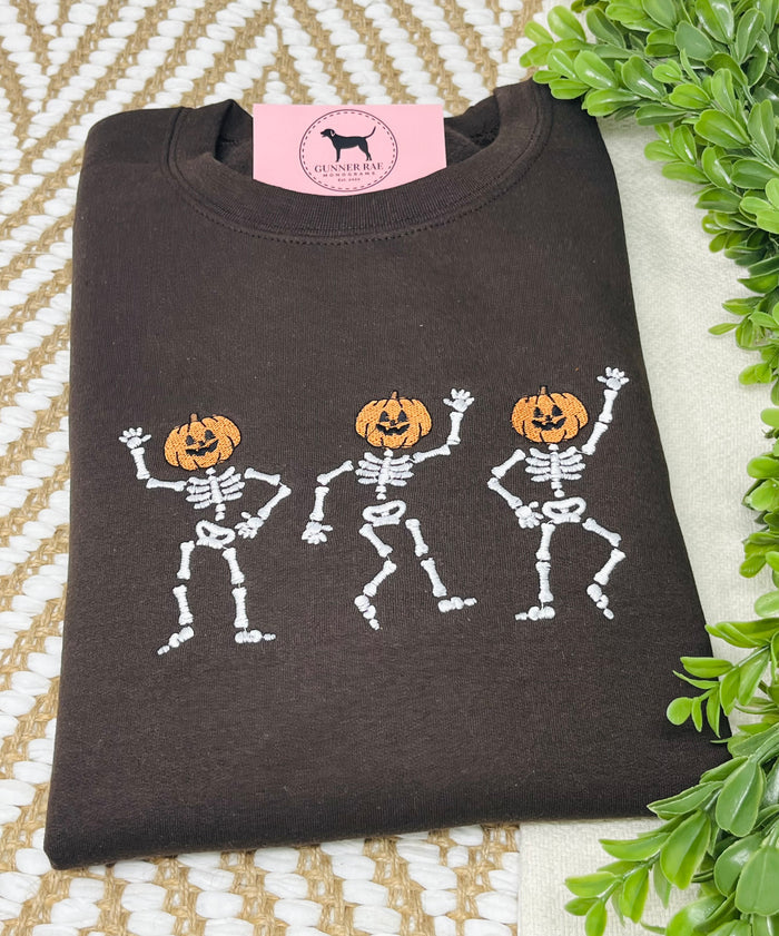 DANCING SKELETONS Embroidered T-shirt or Sweatshirt