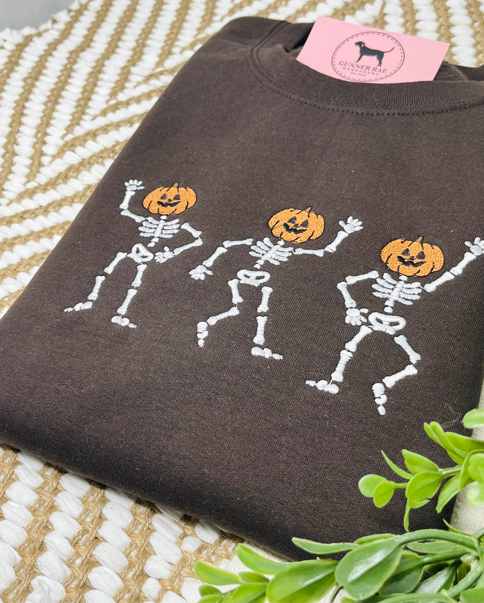 DANCING SKELETONS Embroidered T-shirt or Sweatshirt