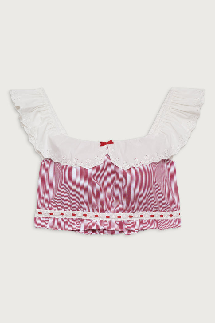 Darling Striped Cropped Shirt - Peppermint