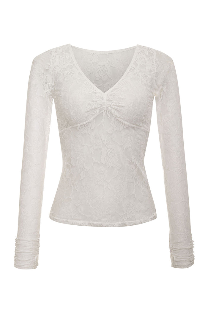 Day Lace Long Sleeve Shirt White