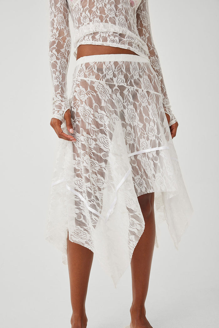Day Lace Midi Skirt White