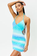 Debbie Blue Horizon Knit Halter Dress