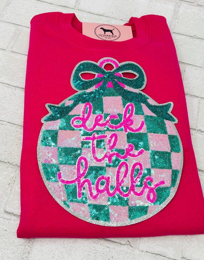 DECK THE HALLS SEQUIN PATCH T-shirt or Sweatshirt