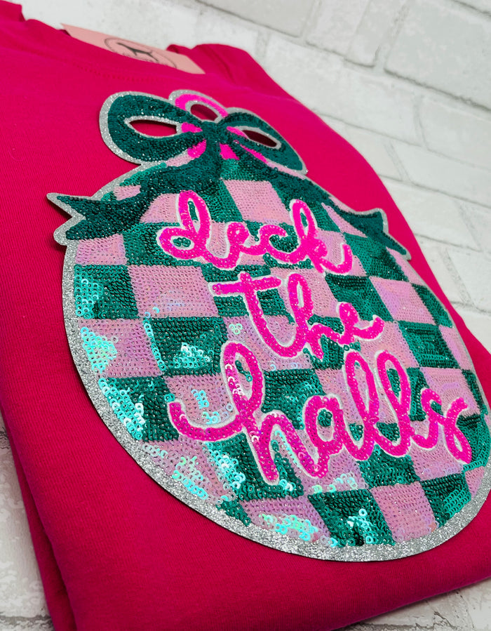 DECK THE HALLS SEQUIN PATCH T-shirt or Sweatshirt