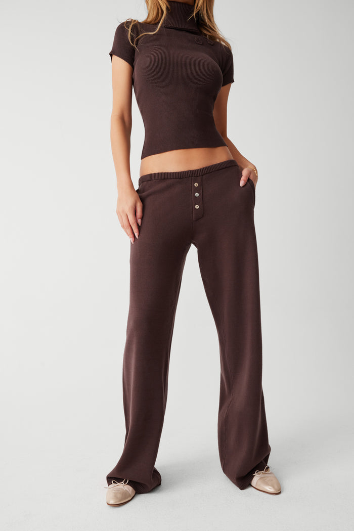 Delilah low rise cloud knit pant mocha