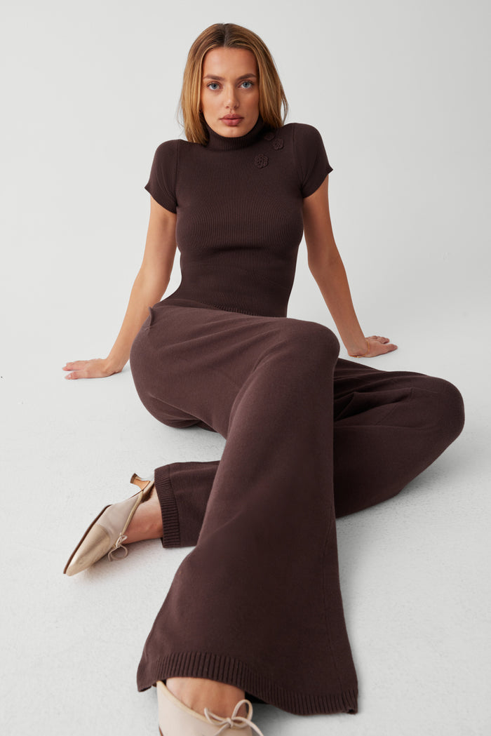 Delilah low rise cloud knit pant mocha