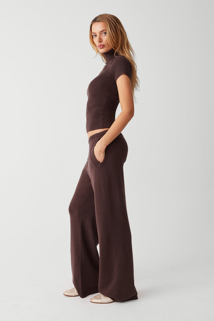 Delilah low rise cloud knit pant mocha