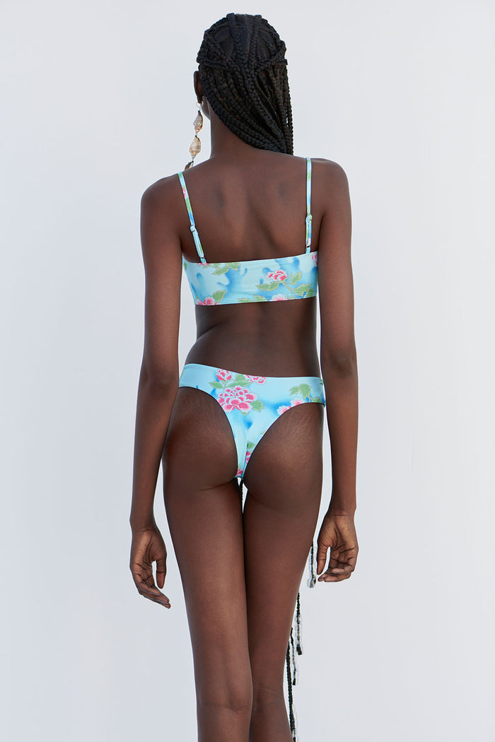 Dexter Floral Thong Bikini Bottom Blue Daiquiri
