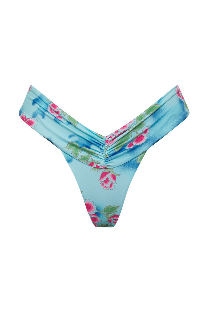 Dexter Floral Thong Bikini Bottom Blue Daiquiri