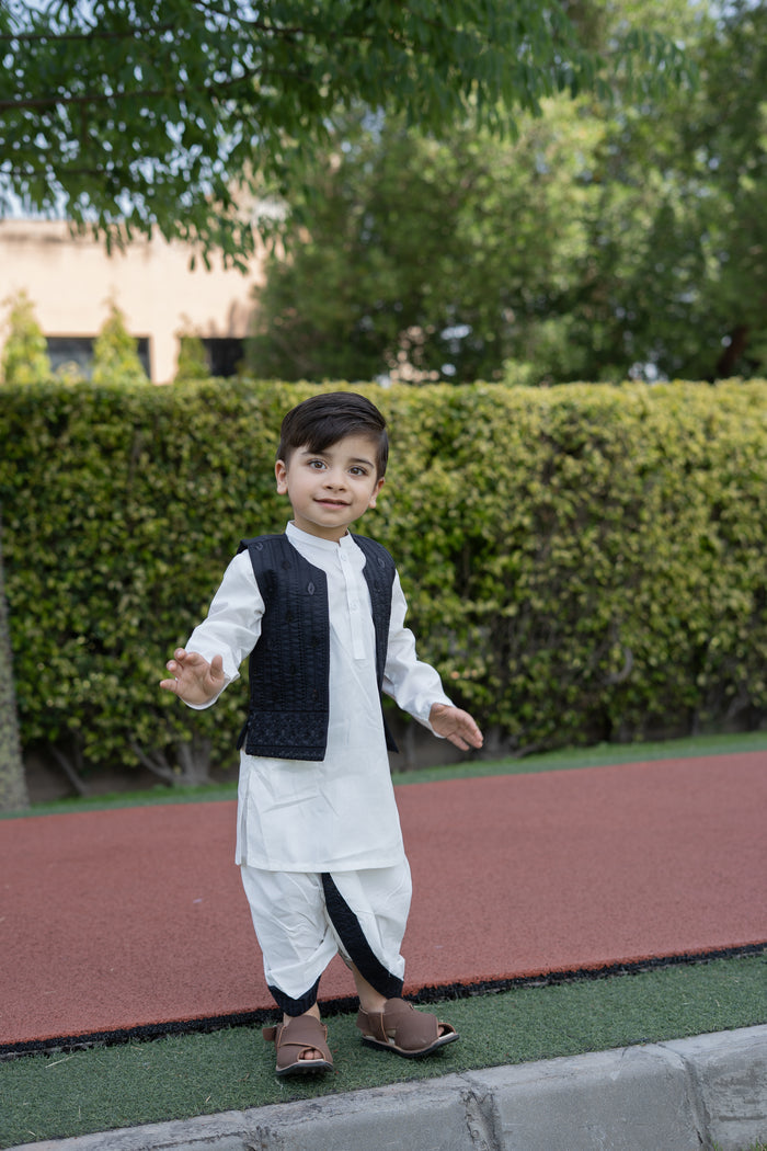 Dhoti Kurta Waistcoat Set (9-36M)