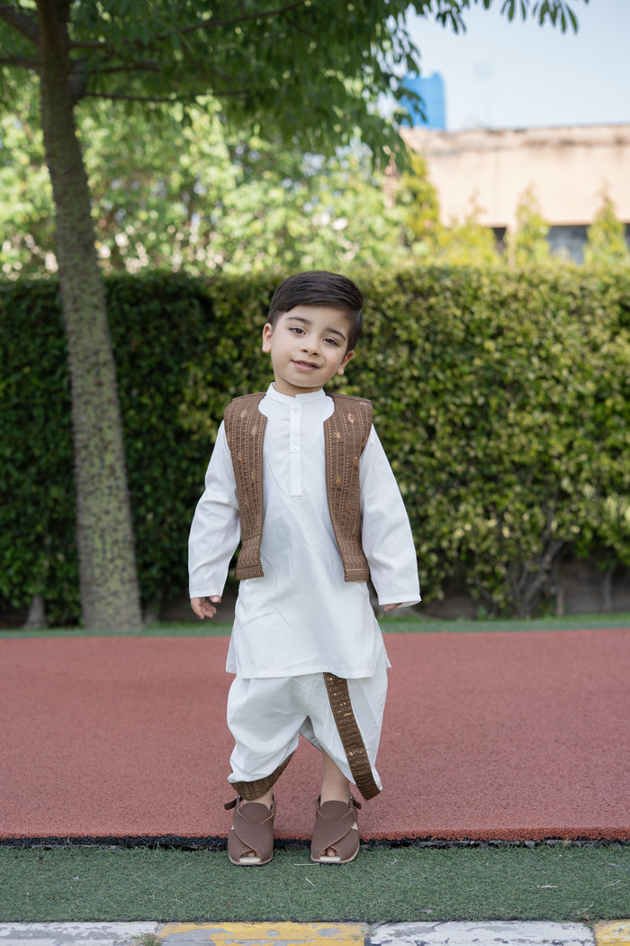 Dhoti Kurta Waistcoat Set (9-36M)