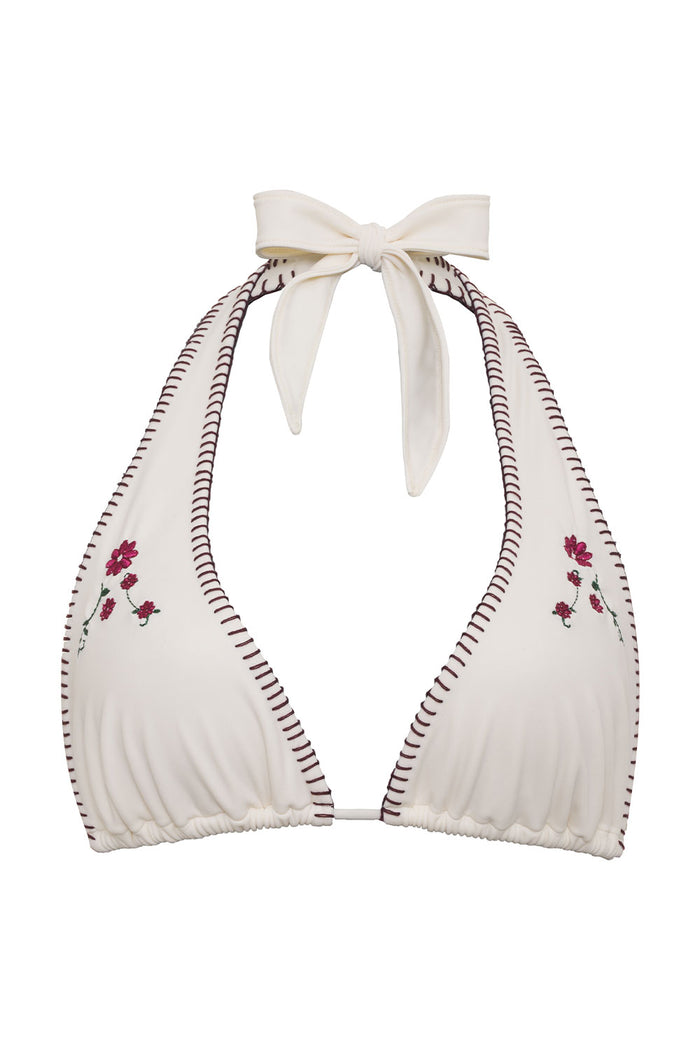 Diana Embroidered Halter Bikini Top Sea Fairy