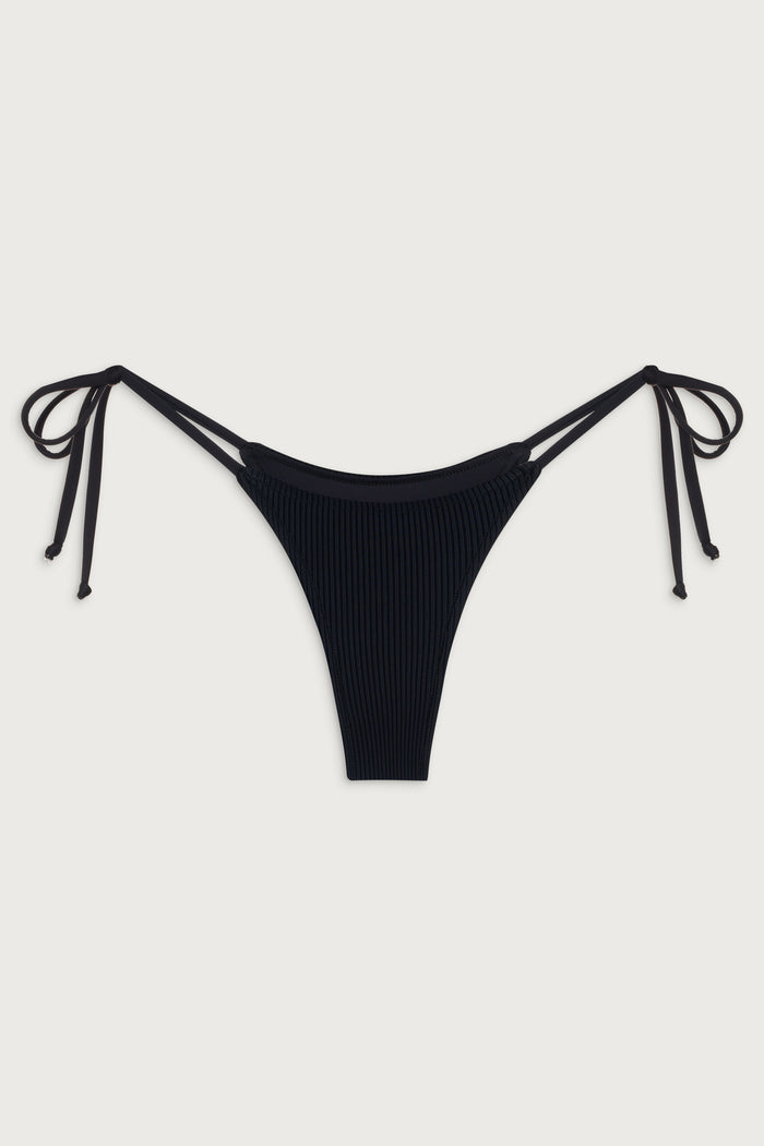 Divine ribbed skimpy bikini bottom black