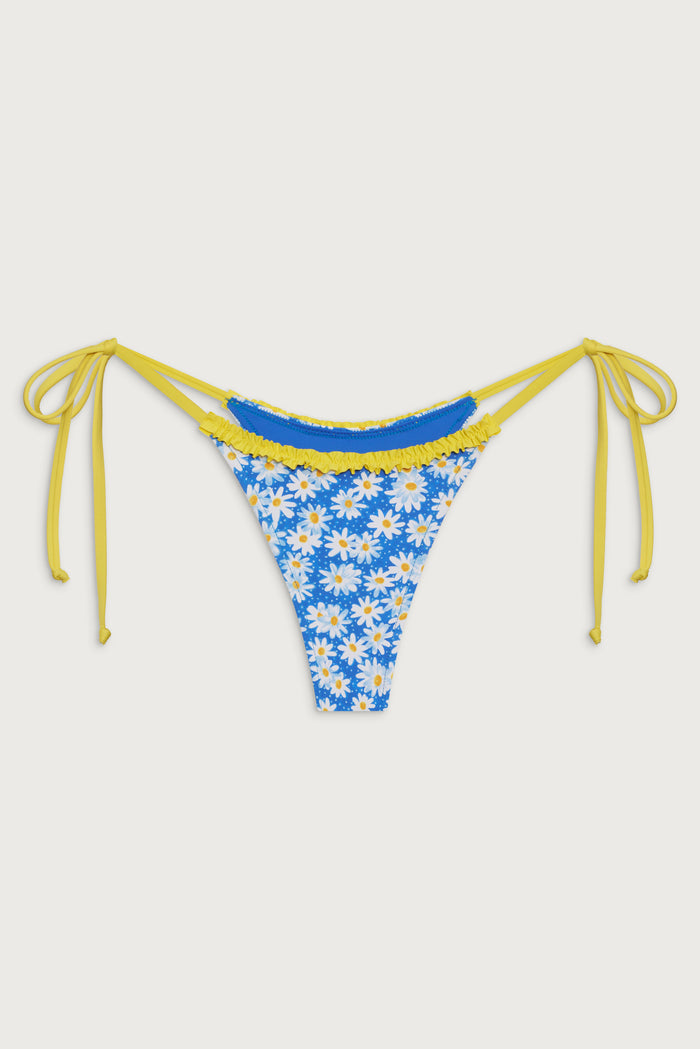 Divine Tie Side Skimpy Bikini Bottom - Blue Daisy