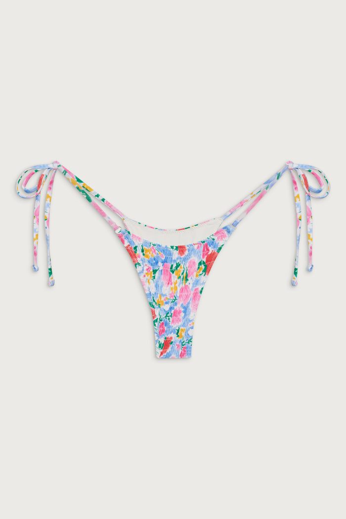 Divine Tie Side Skimpy Bikini Bottom - Painted Petals