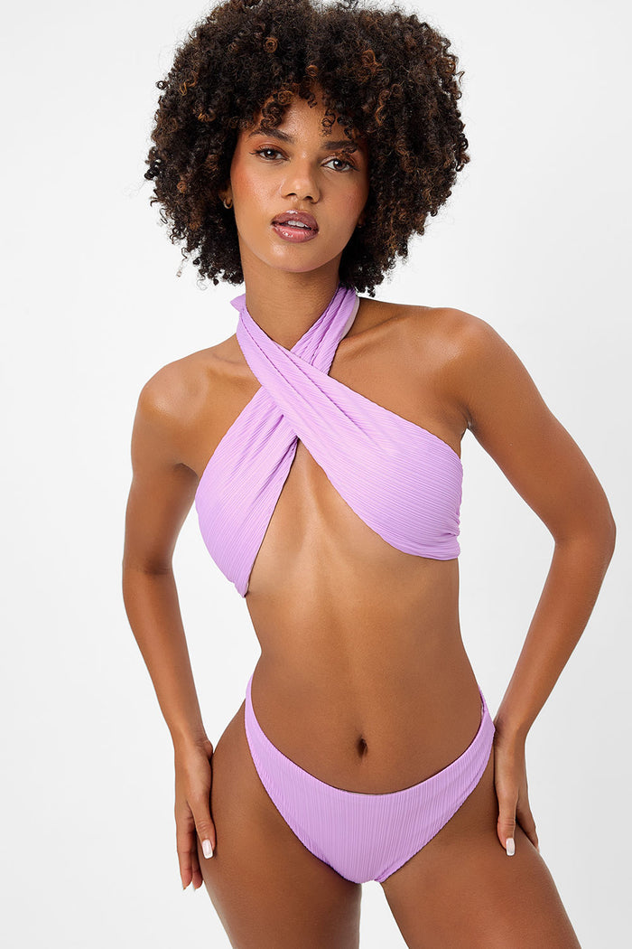 Dorothy Plissé Halter One Piece Swimsuit Wisteria