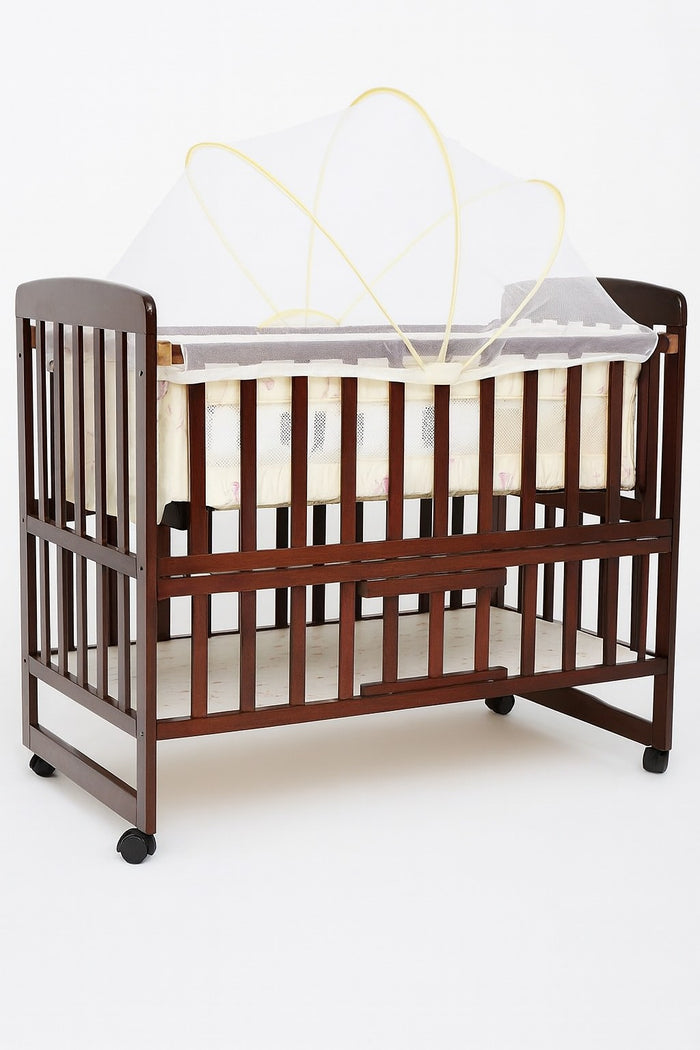 Double Height Adjustable Brown Wooden Baby Cot-BZ-626