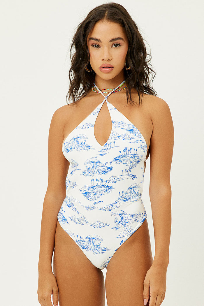 Dove Surfer Dude One Piece With Center Cut Out