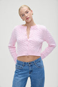 Dudley Cable Knit Cardigan Cozy Pink