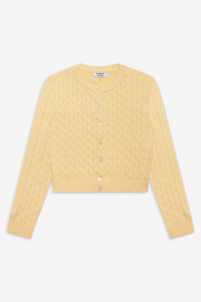 Dudley cable knit cardigan yellow vanilla sugar
