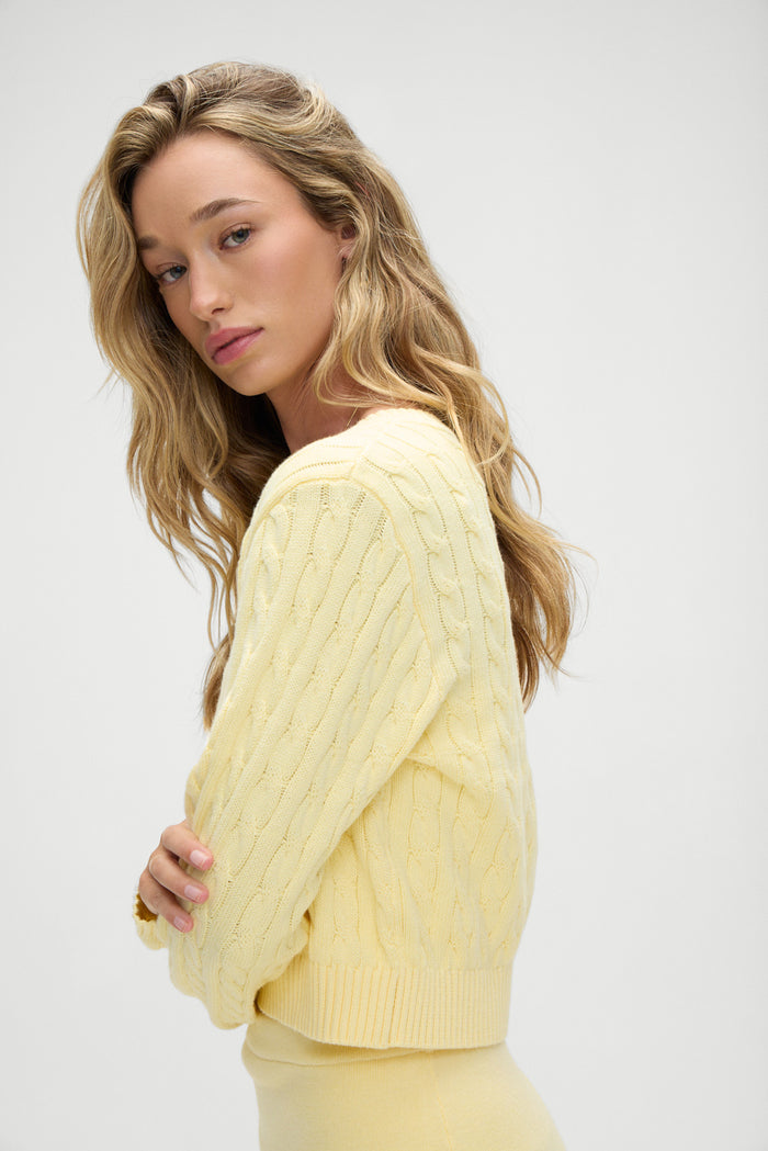 Dudley cable knit cardigan vanilla sugar