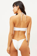 Duke White Side Tie Ruched Skimpy Bottom