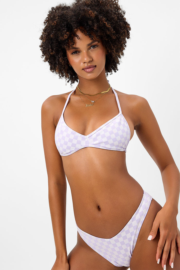 enzo purple checker print jacquard cheeky bottom