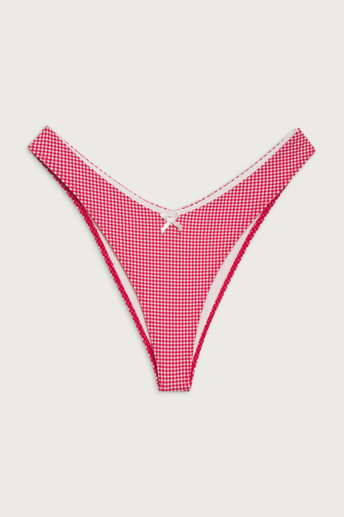 Enzo Gingham Cheeky Bikini Bottom - Ladybug Gingham