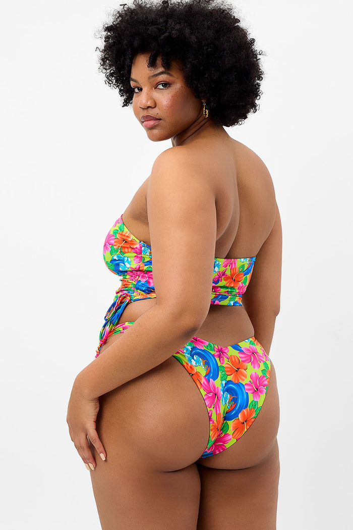 Enzo Floral Cheeky Bikini Bottom Neon Surfer