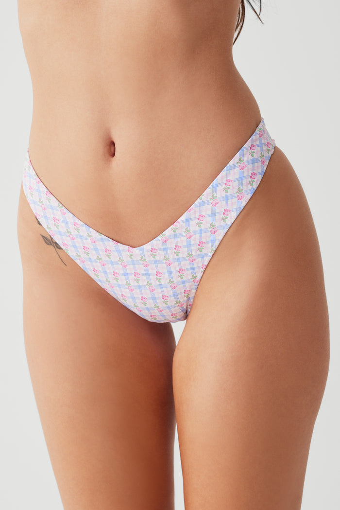 Enzo plaid cheeky bikini bottom rose picnic
