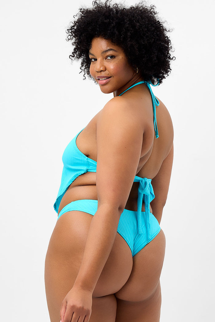 Enzo Plissé Cheeky Bikini Bottom Aquamarine