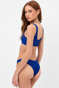 Enzo Ribbed Cheeky Bikini Bottom Cerulean