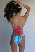Enzo Shine Cheeky Bikini Bottom Rainbow Swirl